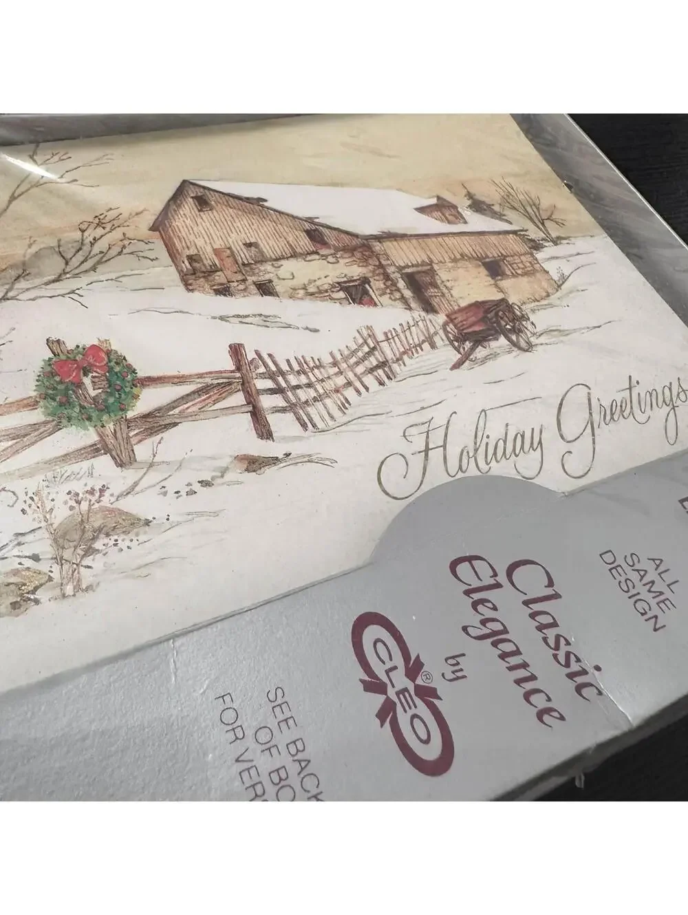 Vintage Celo Rustic Farmhouse Winter Scene Christmas Cards 20 Ct Sealed